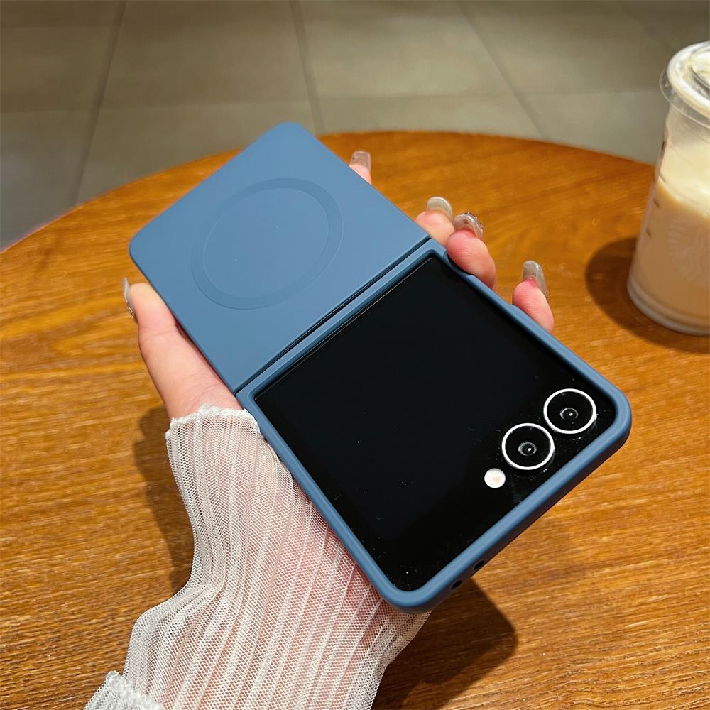 Liquid Silicone Soft Magnetic Phone Case for Samsung Galaxy Z Flip 7 FE 6 5 4 3 5G Wireless Charging Shockproof Protection Cover