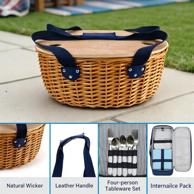 Premium thin Dining Basket With pliable Table Chilling Pack And Basic materials pair People