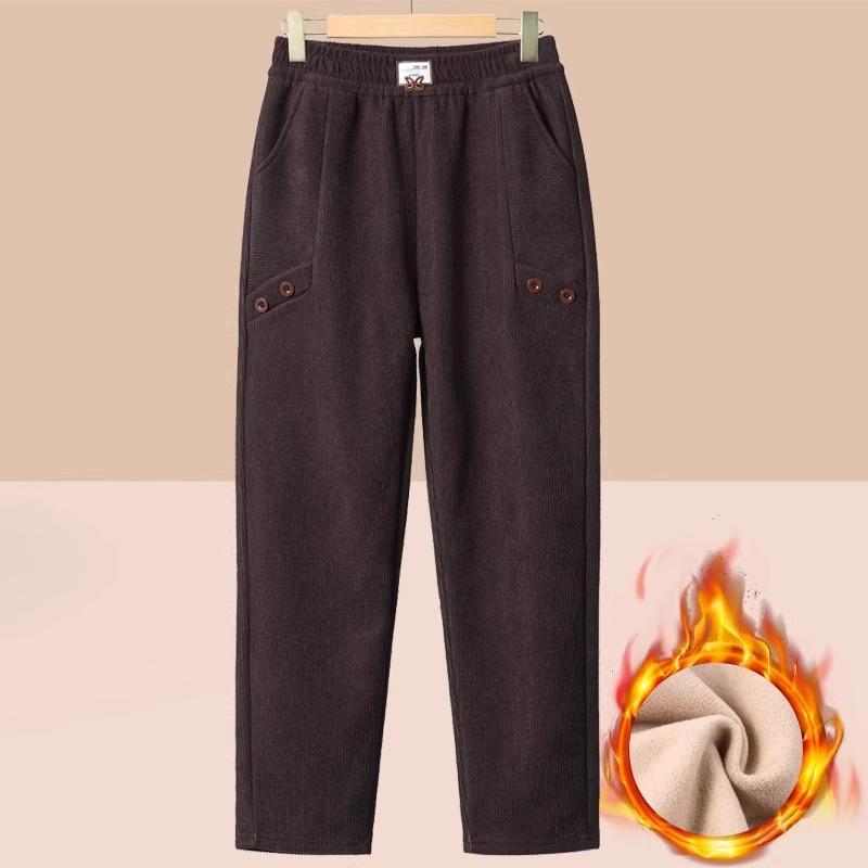 2024 New Style Plus Velvet Thick Slimming Harem Pants for Middle-Aged Women: Autumn/Winter Fashion