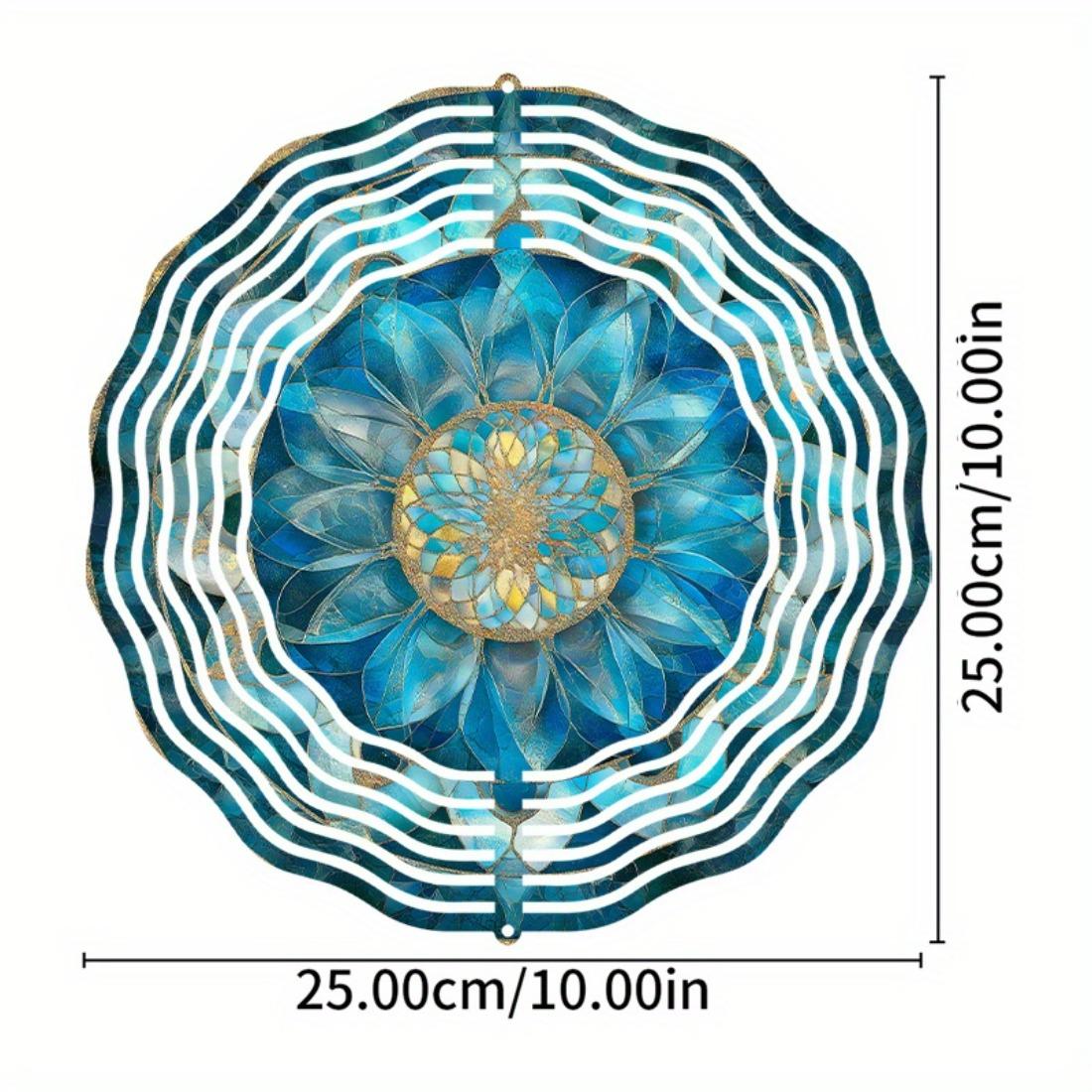 

1 шт. Элегантная двусторонняя металлическая 3D мандала - музыка ветра - Бирюзовый и золотой, Вращающийся дизайн для безмятежного декора сада, Идеальный подарок на Рождество и Хэллоуин 01A