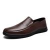 Spring Leisure Men's Leather Breathable Soft Bottom Leather Shoes One Pedal Loafer Green Middle-Aged Dad Shoes