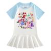 2026 Korean Style Kids' Cartoon Dress: Color Block Pleated Skirt with Short Sleeves for Girls