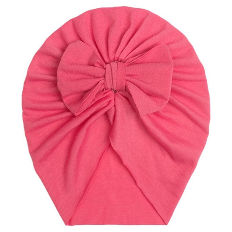 New autumn children's solid color imitation cotton hat, baby comfortable bow pullover hat, baby hat