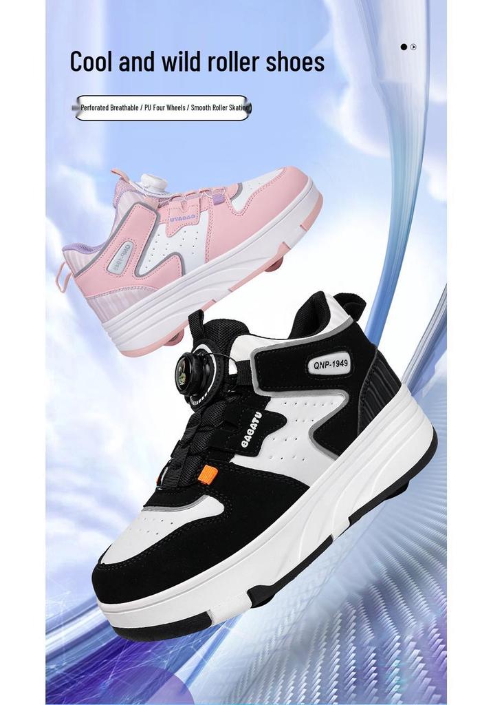 Vierrädrige Rollschuhe für Kinder - Sportliche Laufschuhe mit Rollen für Mädchen und Jungen