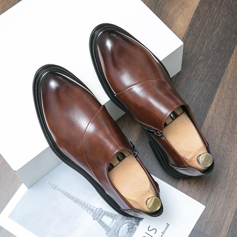 Fashion British Style Pointed Elegant Men's Dress Shoes Anti Slip Wear-resistant Men's Leather Casual Shoes Work Shoes Low Cut Versatile