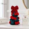 Desktop Christmas Tree Ornament Velvet Bow Decoration, Shaped Soft Fabric Tabletop for Fireplace Dining Table Window Holiday Decor