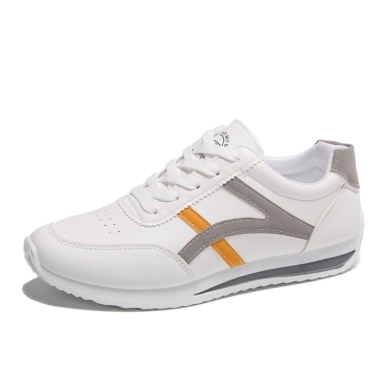 Hvite sko i skinn vår og høst nye sportssko damesko løpesko Forrest Gump sko mote enkle fritidssko