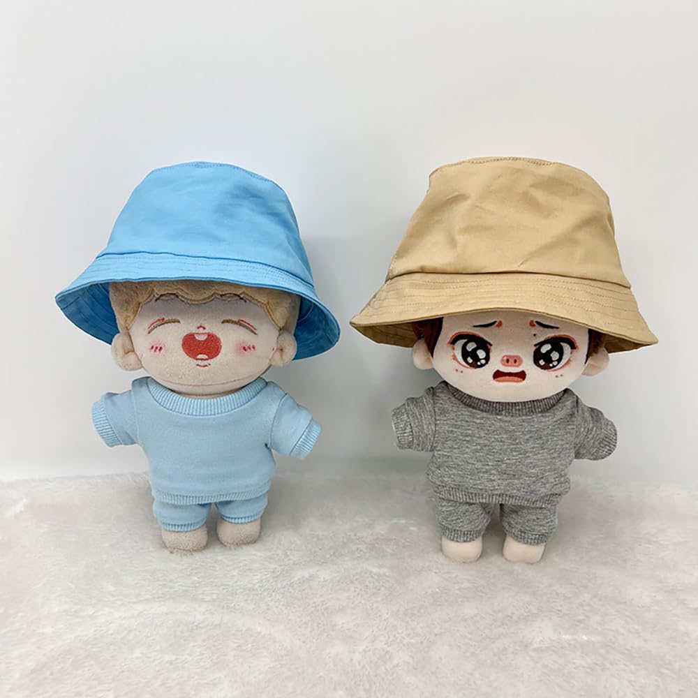 Niannyyhouse 10cm, 15cm, 20cm Plush Clothes, Plain Hat, Fisherman's Hat, Dress-Up Cotton Doll, Accessories (A2, 15cm)