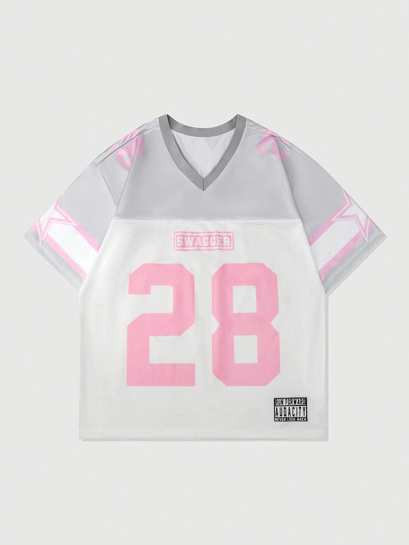 2025 New summer men s and women s sports T-shirts with digital and letter prints V-neck sporty style T-shirts S