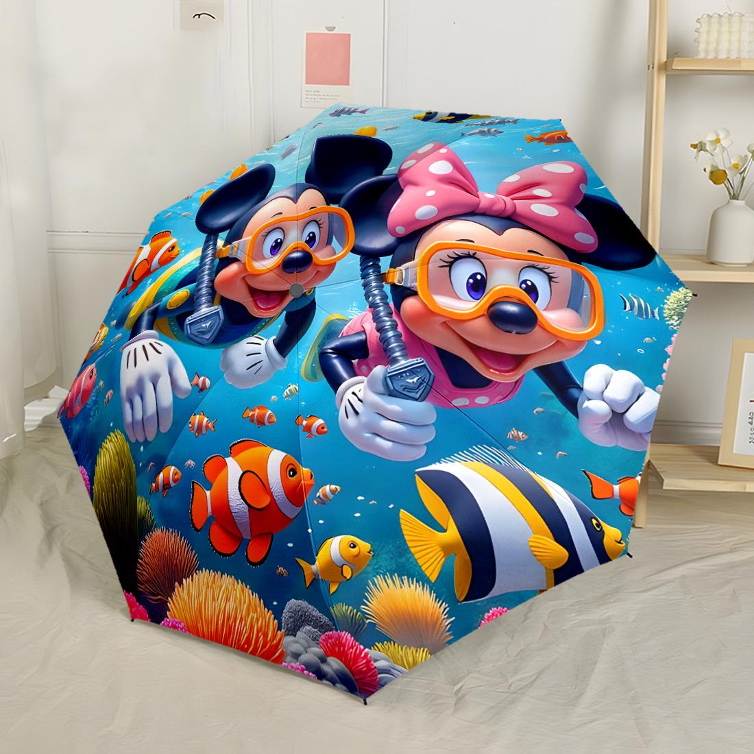 

Автоматична парасолька Minnie Mouse Floral Fantasy Міцний 8-реберний каркас Міцна конструкція Всесезонна парасолька для подорожей Парасолька з яскравим візерунком