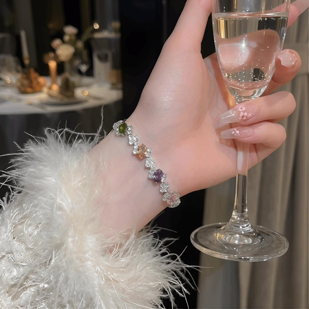 Colorful Zircon Bracelet Wristband Friendship Bracelet Women Crystal Hand Bracelet Hand Accessory