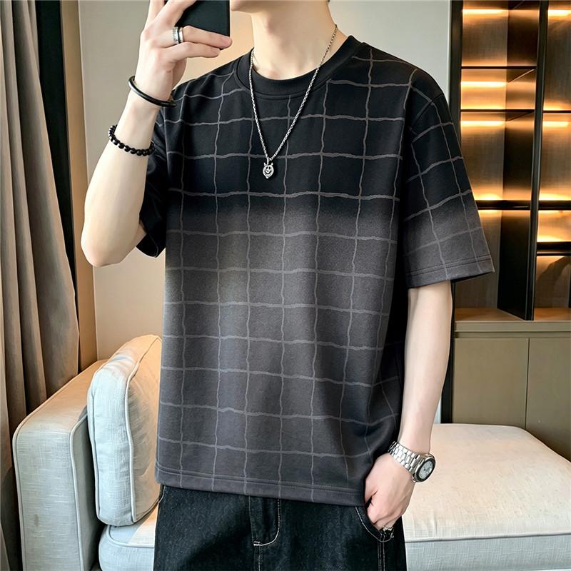 

Short-sleeved T-shirt, Round Neck, Half-sleeved Bottoming Shirt, Plus Size Men s Top 2XL темно-серого