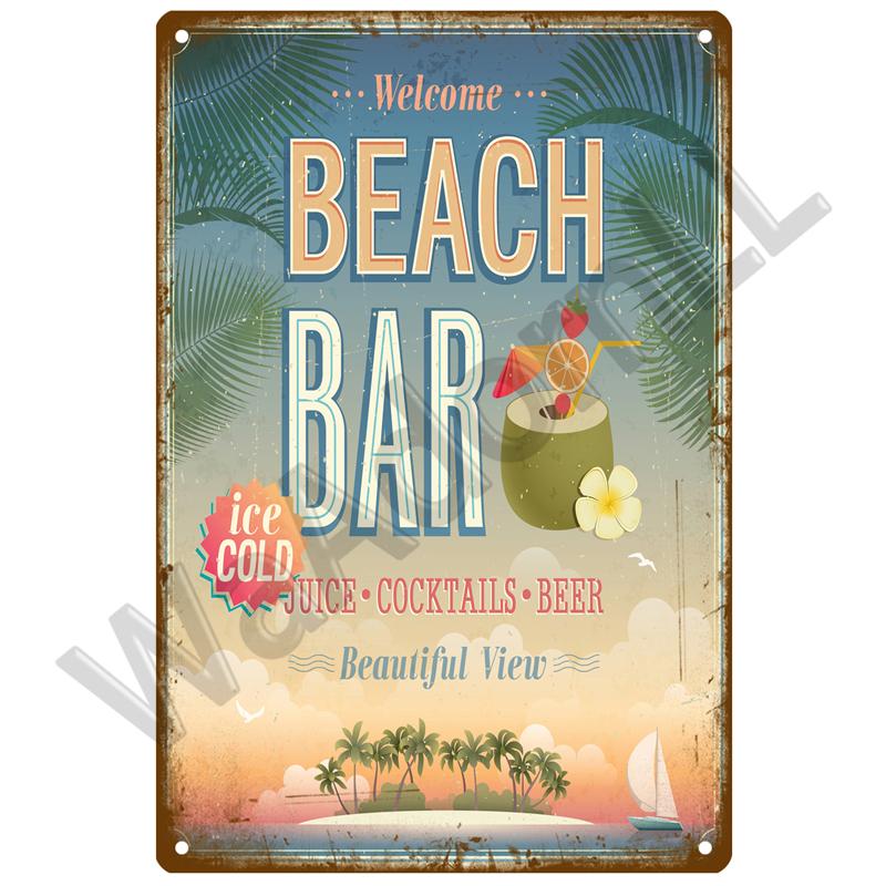 Beach Tin Sign Plaque Metal Sign Vintage Summer Metal Wall Sign Beach Decor For Beach Bar Beach House Seaside Decorative Plate