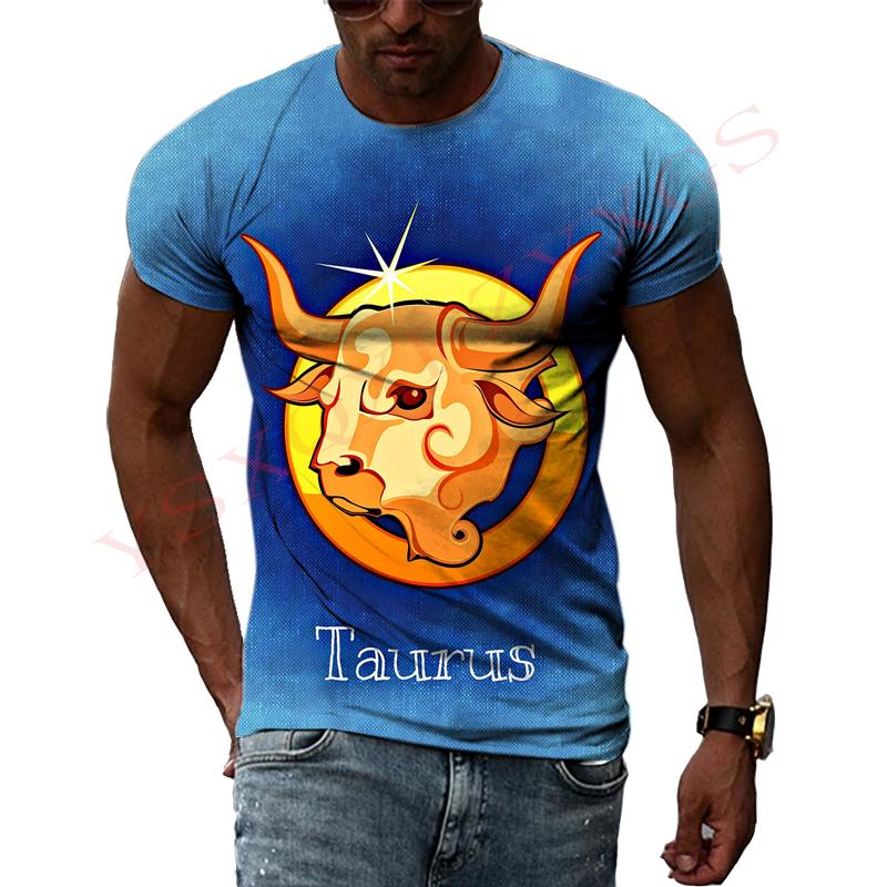 Taurus Story Domineering Fashion Original 3D Harajuku Printing Mighty Personality Men And Women Short-Sleeved Round Neck T-shirt