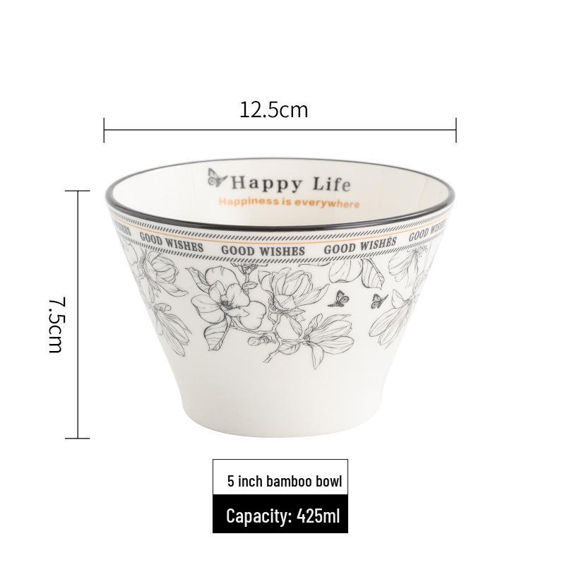 Elegant Ceramic Tableware Set: Thickened Bowls & Plates with Gift Box
