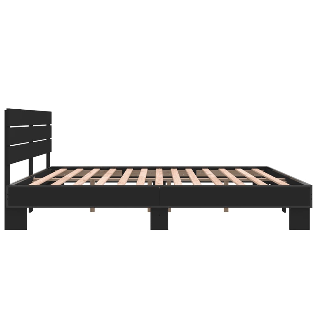 Black Bed Frame 200x200 cm Particleboard and Metal