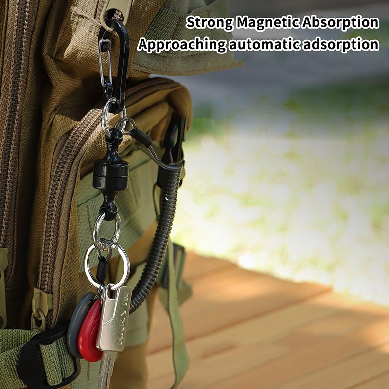 Magnetischer Netzfreigabehalter Mit Spiralkordel Fliegenfischerwerkzeuge Starker Magnet Karabiner Schnelles Schloss Anti-Drop Seil Zubehör