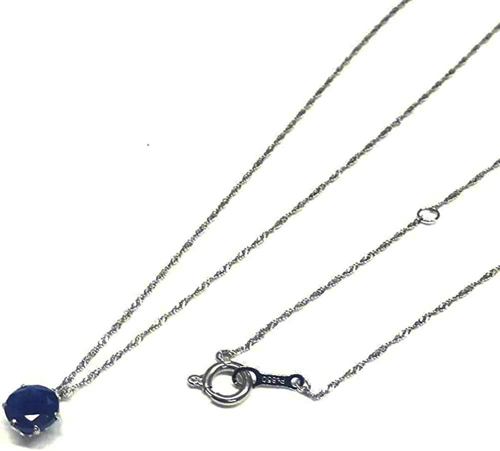and My Jewelry Sapphire Pendant Necklace 4135 Wrapping [Your Box] Platinum-Framed [September Birthstone] [Gift Included] (Sapphire)