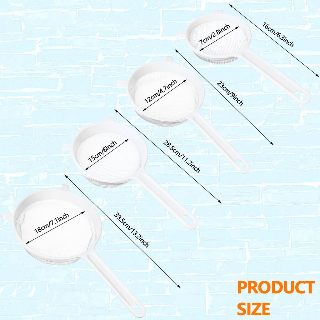 4 szt. Plastikowe Nylonowe Sitka Siatkowe Do Kuchni Z Uchwytem Podwójne Ucho Nylonowe Sito Durszlak Filtr Do Jogurtu Mleka