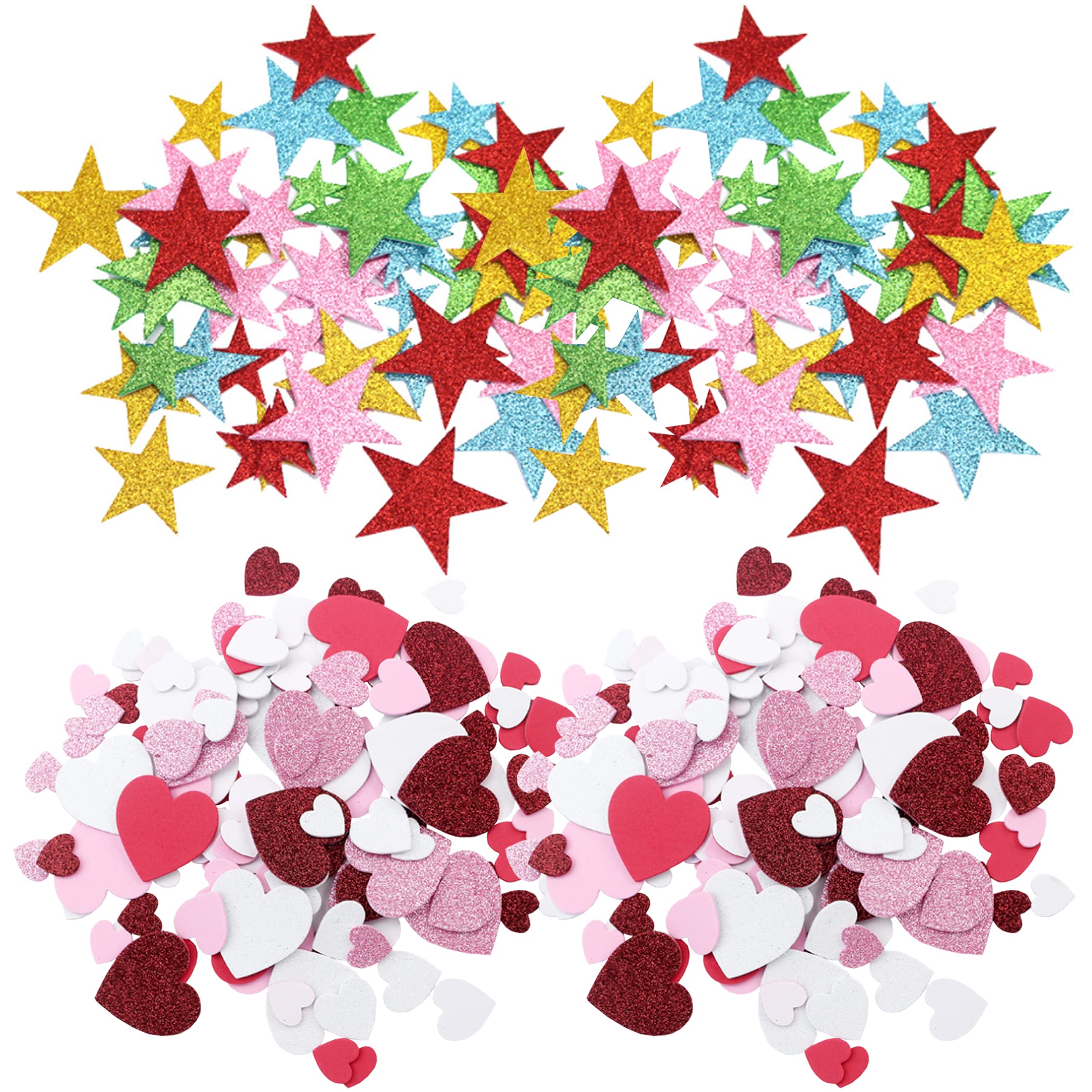 Felimoa Набор блестящих наклеек-звездочек и сердечек, Фигурки, Украшения, 450 штук