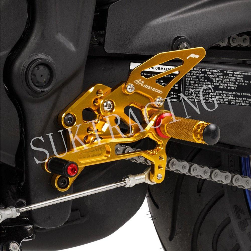 SUKIRACING Adjustable Rearsets for Yamaha YZF R25 (2014-2022) MT-03/MT-25 (2015-2022) - CNC Machined (Black)