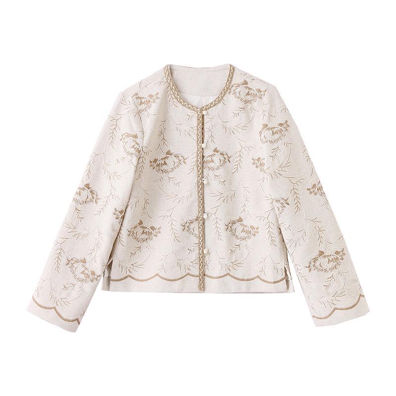 Wiosenna kurtka żakardowa damska petite 2025 - Nowy styl chiński RX9206