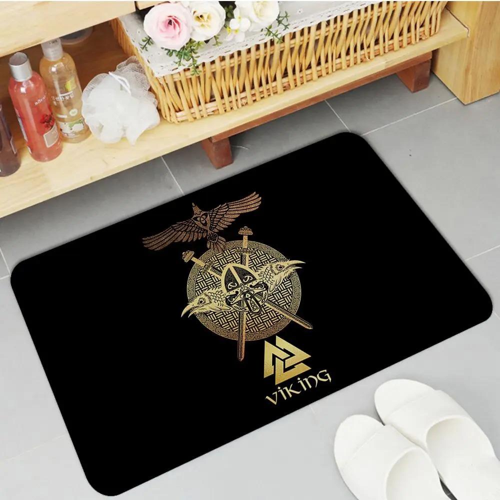 Tappetino con simbolo pattern vichingo stampato antiscivolo assorbente per pavimento di bagno corridoio decorazione camera da letto casa piccolo tappeto