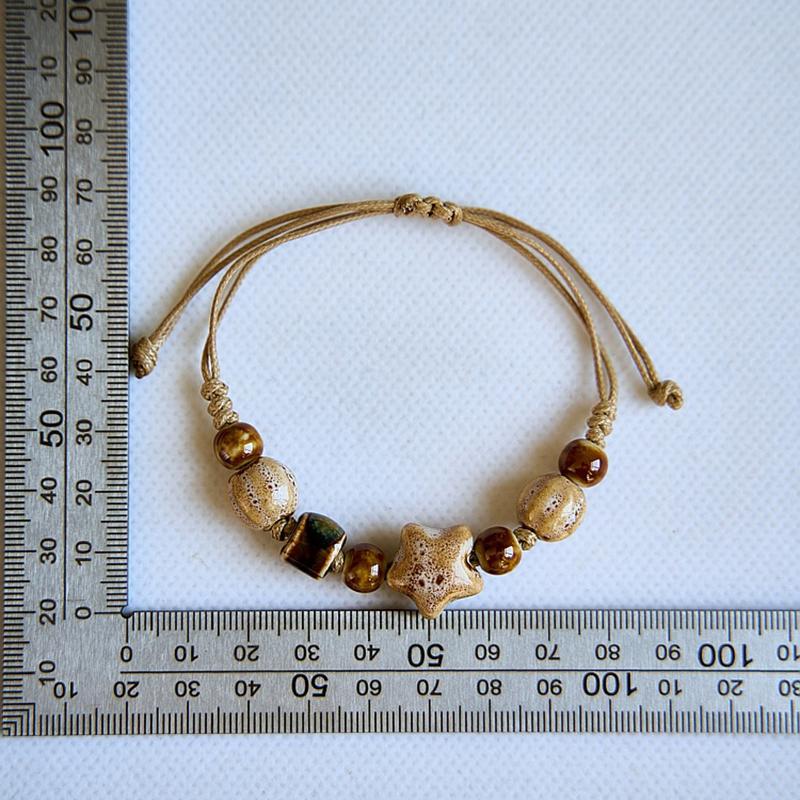 Handgemachtes Keramikarmband im Boho-Stil mit Sternmotiv für Frauen und Mädchen, einzigartiges verstellbares Armband im Ethno-Stil, Schmuck, Accessoires, Geschenke