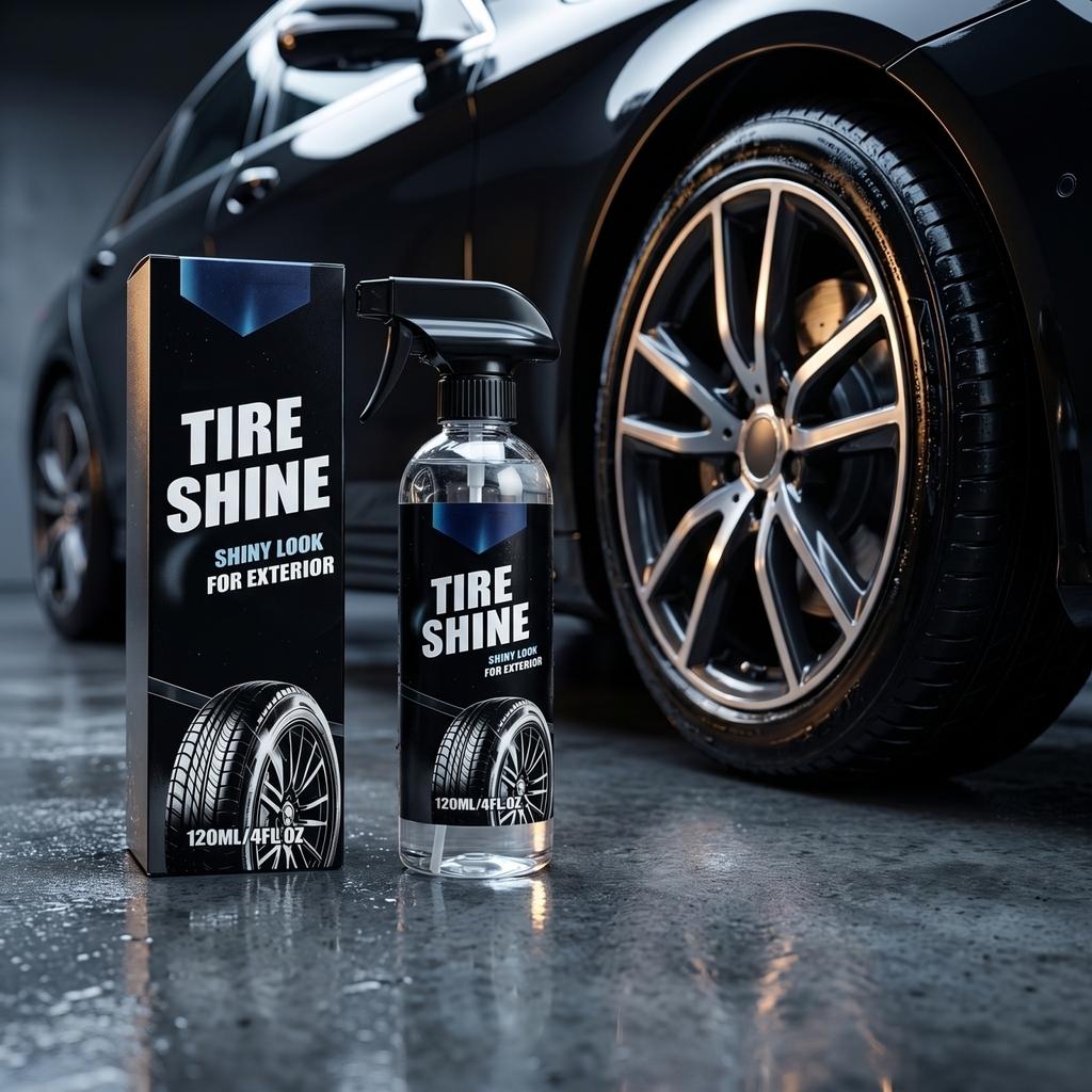 Tire Shine Spray 120ml Exterior Tire Dressing for Vehicle Rubber Protection and Shine Enhancer with Easy Spray Trigger Bottle
