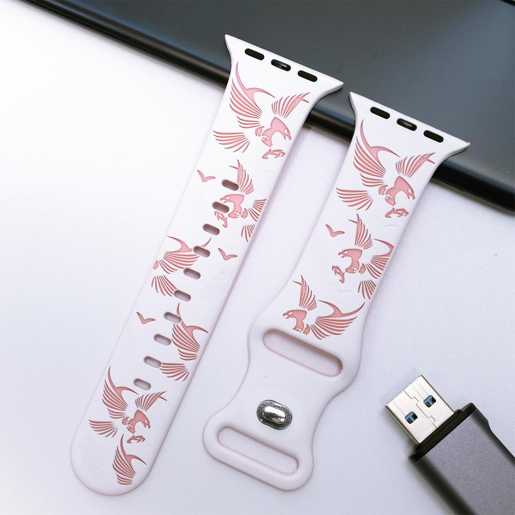 Dual-Color Eagle Engraved Silicone Strap for Apple Watch Series