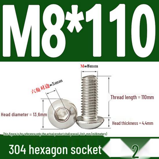 ISO7380 Stainless Steel Hex Drive Dome Head Screws - M2 to M16
