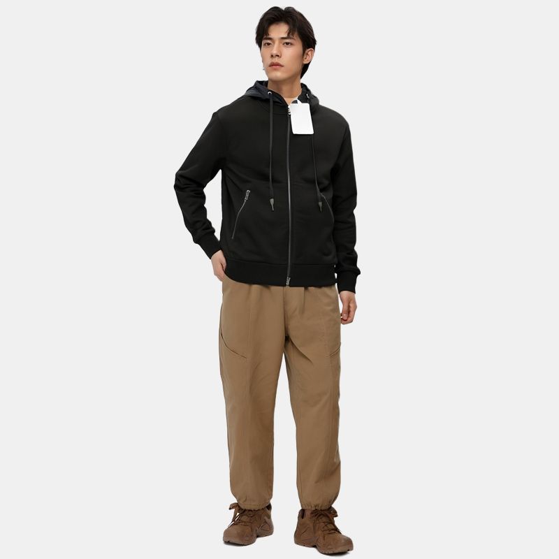 Moncler Printed Zip Hooded Jacket Men Jackets Black I10918G00034899WC999