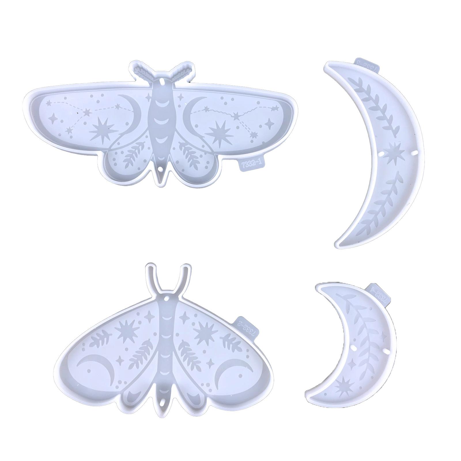 

Jewelry Casting Molds Silicone Pendant Mold Resin Molds for w/ Holes DIY Craft Tool for Butterfly Moon Window Hanging Ho 1