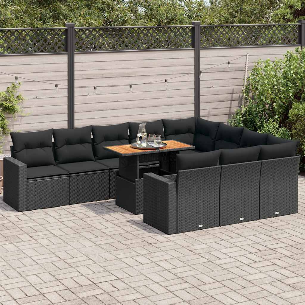 Vidaxl 11-Cz. Set da Giardino, Cuscini Rattan Nero Pe