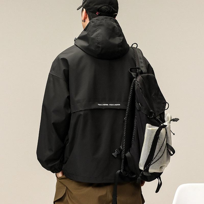 Funkční bunda Pánská trendy bunda High-End sezónní bunda Volná nepromokavá svetr s kapucí Tooling Jacket