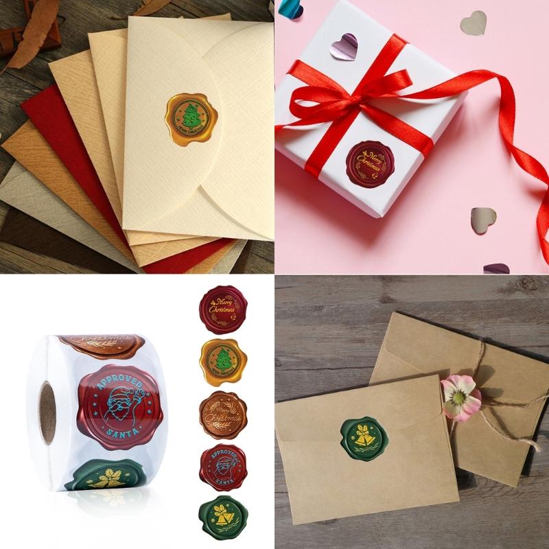 2500Pcs Christmas Seal Stamp Sticker Seal Decals for Scrapbooking, Vintage Seal Stamp Labels for Envelope Christmas Card
