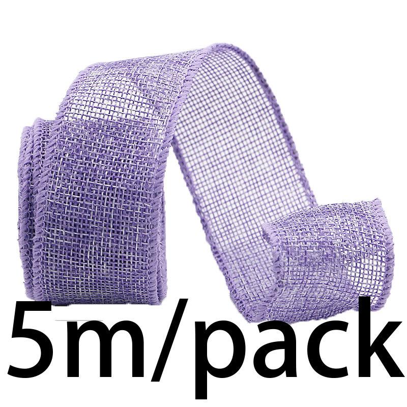 (5 meters/pack) 40mm color linen fabric iron wire edge ribbon gift box packaging ribbon festival decoration handmade DIY
