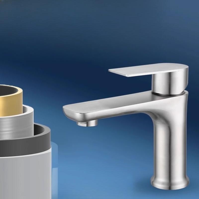 304 Stainless Steel Flat Single Cold Water Basin Faucet for Home Bathroom Countertop, Bathroom, Balcony Faucet