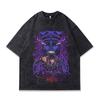 Men'S Japanese Cartoon Direct Injection Printing T-Shirt American Retro Vintage Loose Short-Sleeved T-Shirt Men'S