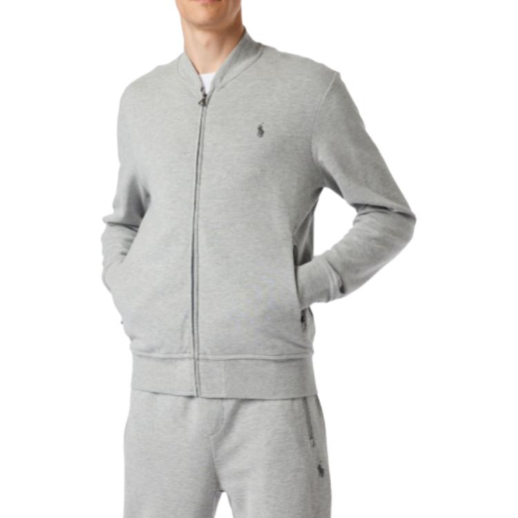Polo Ralph Lauren SS23 Jachetă cu fermoar, culoare solidă, broderie cu logo, bărbați jachete Gri 710842844-001
