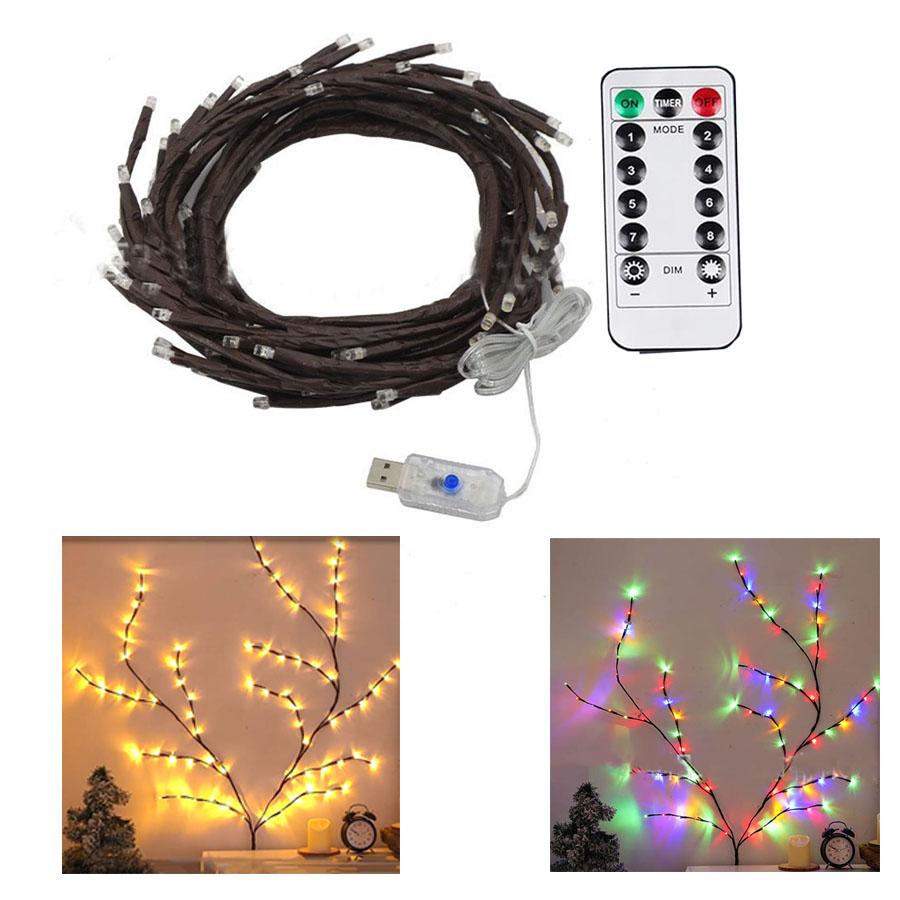 

2 в 1 Теплый белый и многоцветный Волшебный светильник в виде лозы ивы с пультом дистанционного управления 12 веток 72 светодиода Рождественские искусственные растения Ветки деревьев