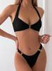 2025 Cross-border Women's Ribbed Halter Swimsuit: New European & American Style Bikini