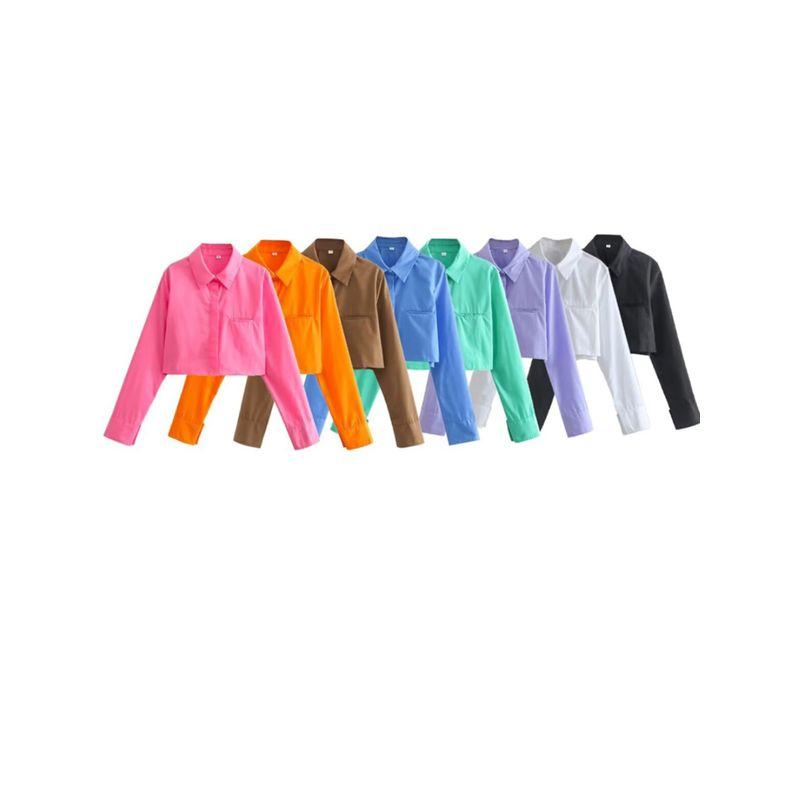Kaslead Fashion Wind Short Lapels Long Sleeves Poplin