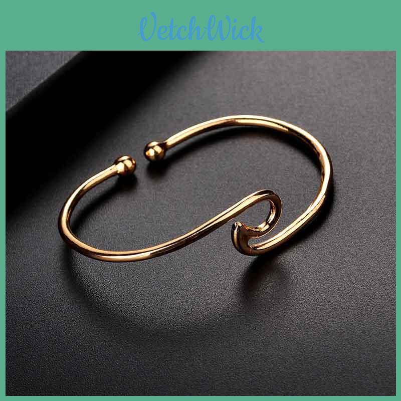 Elegant Simple Wave Opening Bracelet With Seagull Shaped Design Adjustable Gold Alloy Jewelry