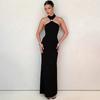 Sleeveless Slim Fit Long Dresses 2026 Summer New Sexy Women Party Evening Dress High Neck Fashion Elegant Solid Color Clothing