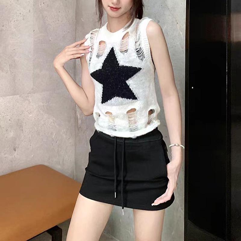 Women's Hollow-Out Knit Camisole - Bodycon, Short, Hot Girl Design