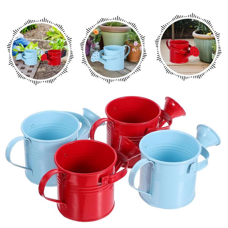 Galvanized Iron Watering Can Scene Ornament Plants Flower Kettle Container With Handle For Backyard Patio Lawn Family Friends