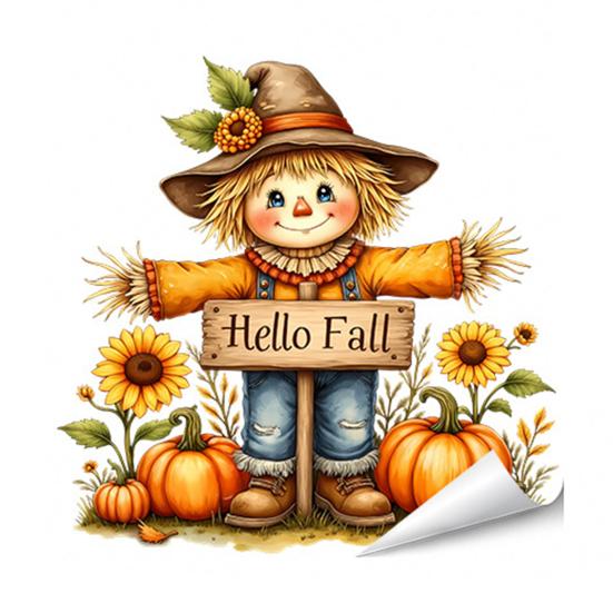 Creative Soft Decoration Gifts Autumn Maple Leaf Pinecone Scarecrow Pumpkin Static Window Clings, Waterproof PVC Indoor Outdoor Glass Decor