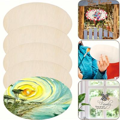 5pcs Oval Craft  Unfinished Wood Crafts,Wood Circles For Crafts, Wooden Oval Cutout,Painting And Wedding Decorations