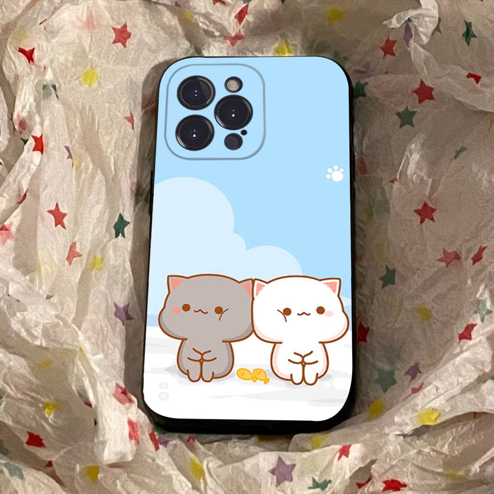 Cartoon Cute Cats Phone Case For Iphone 17 16 15 16e 14 13 12 11 Pro Max Plus Case Cover Coque